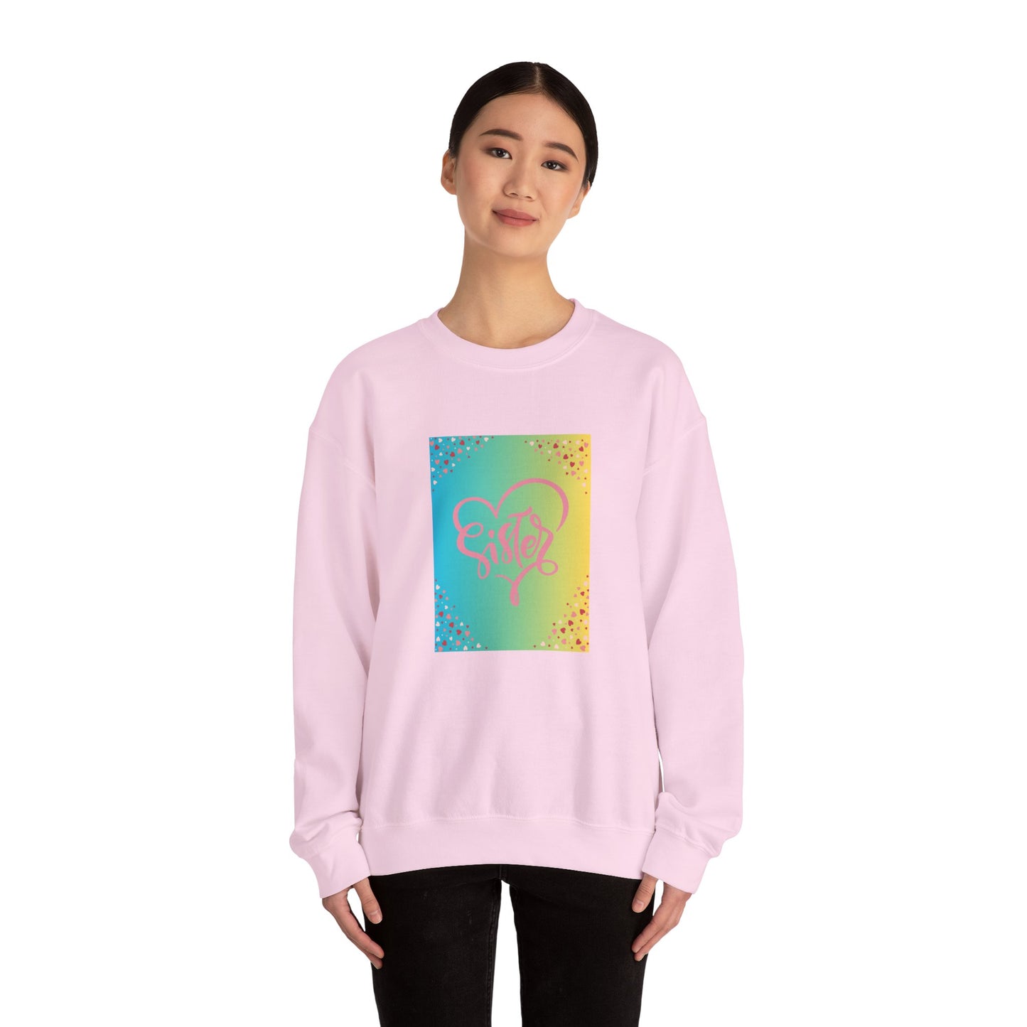 Sister Love Crewneck Sweatshirt - Colorful Heart Design