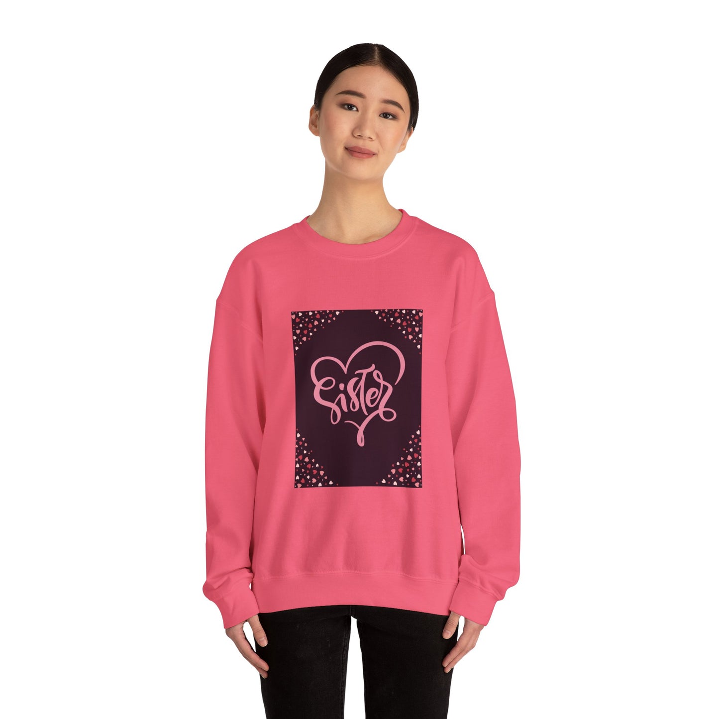 Sister Love Heart Crewneck Sweatshirt - Cozy Gift for Siblings