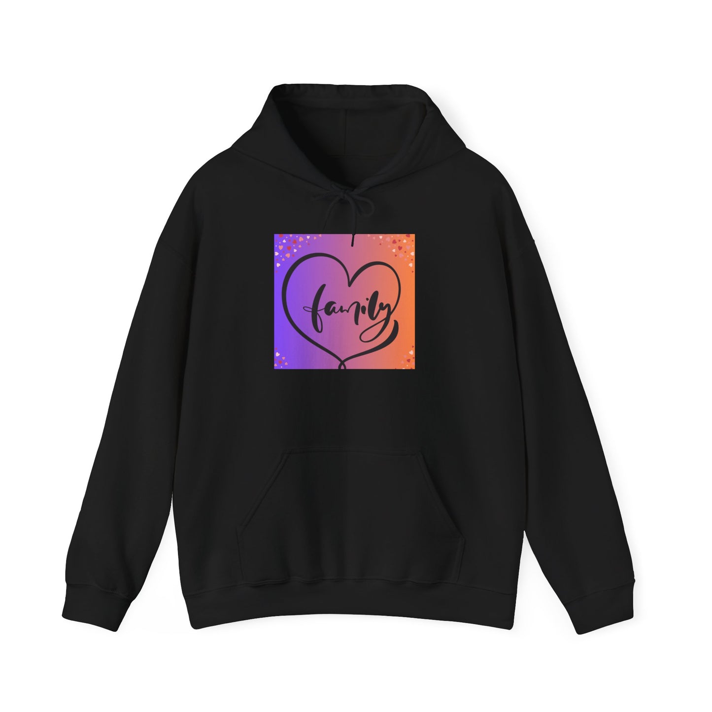 Family Heart Unisex Hooded Sweatshirt - Cozy & Vibrant Pullover for Loved Ones