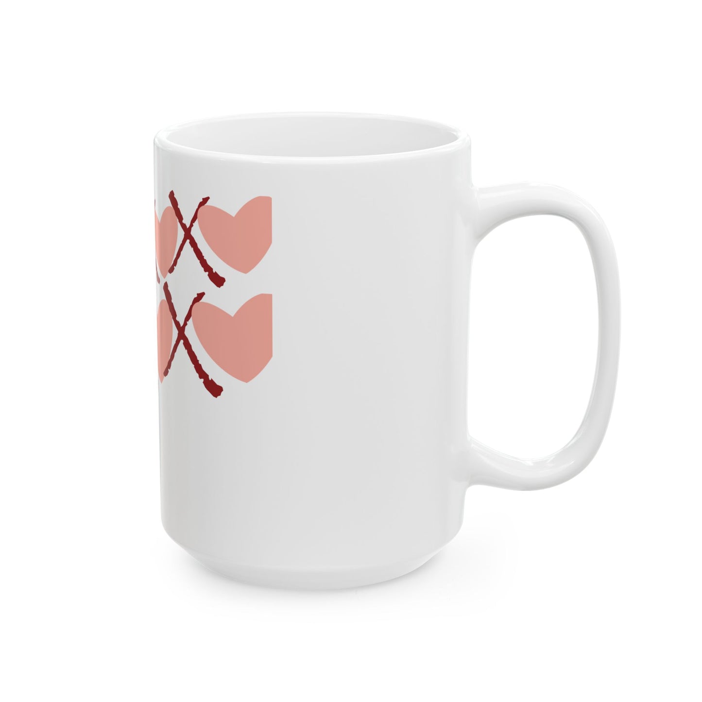 Valentine's Day Ceramic Mug - Heart & XOXO Design - Perfect Gift for Loved Ones