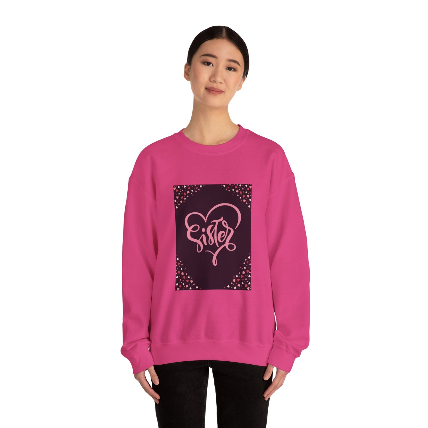 Sister Love Heart Crewneck Sweatshirt - Cozy Gift for Siblings