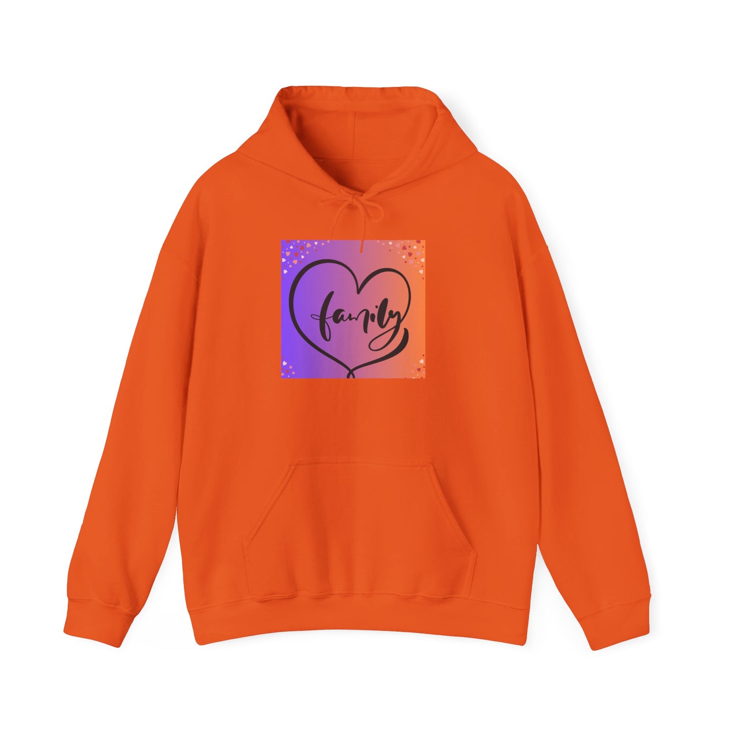 Family Heart Unisex Hooded Sweatshirt - Cozy & Vibrant Pullover for Loved Ones