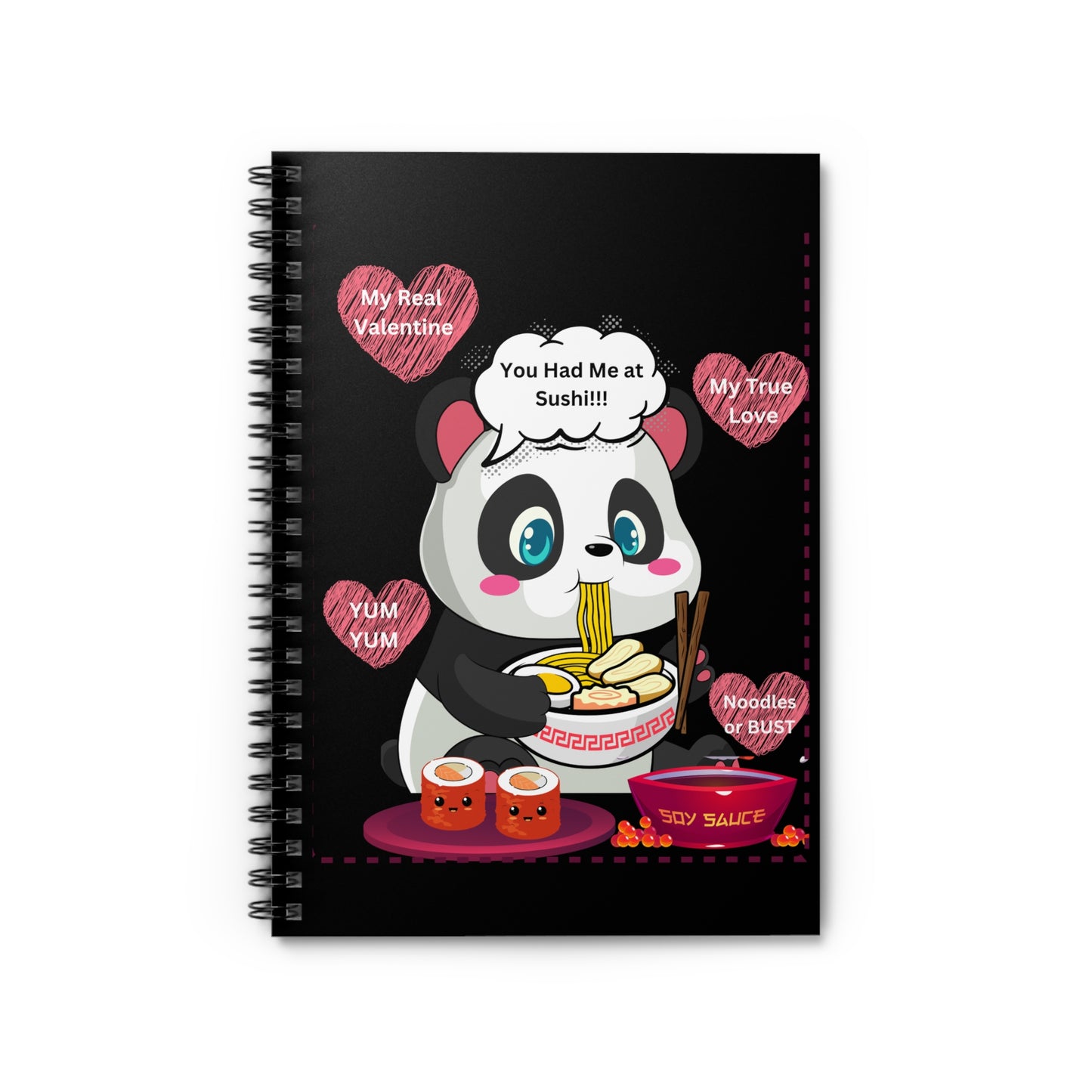 Cute Panda Spiral Notebook - Perfect for Food Lovers and Valentine's Day