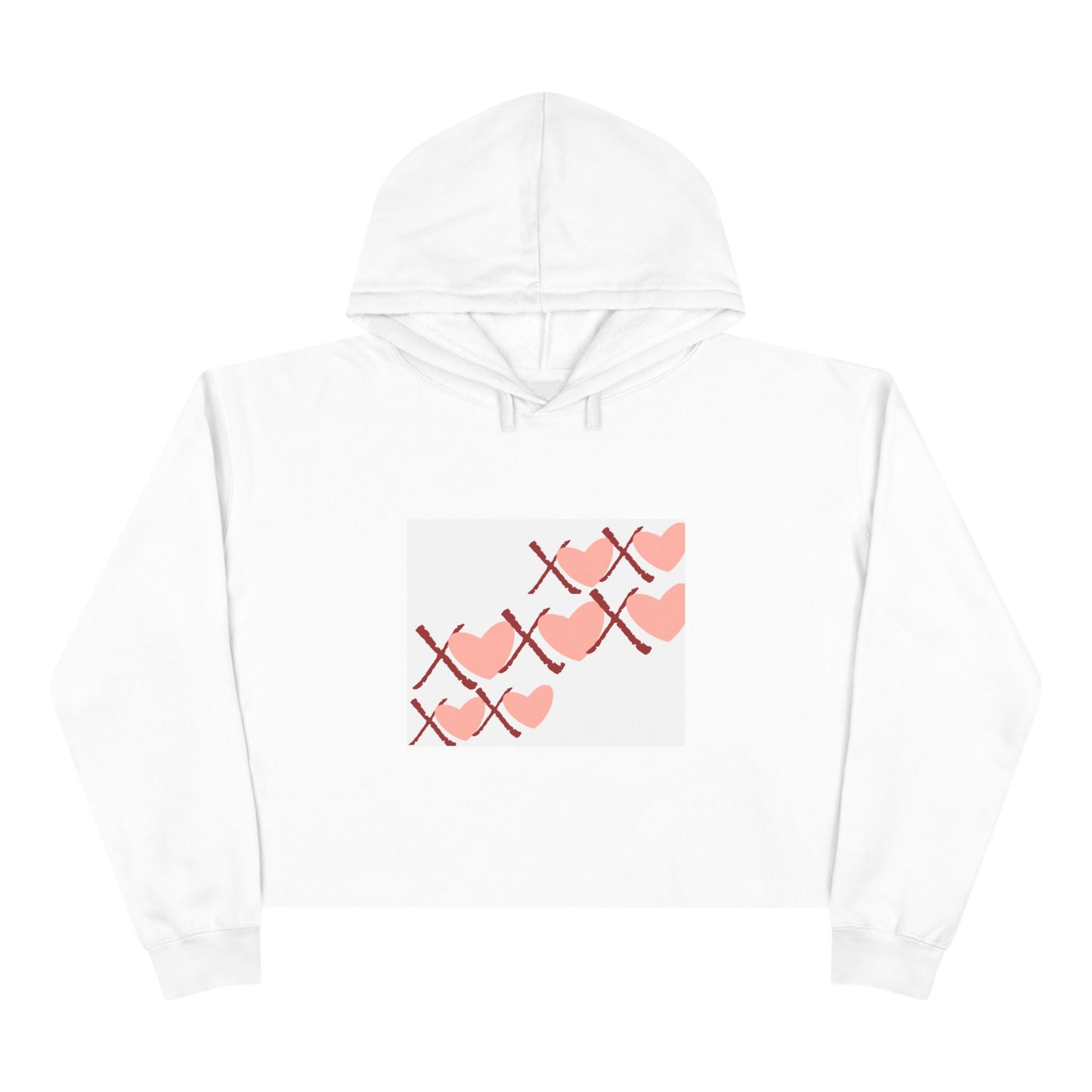 X And Hearts Chic Crop Hoodie with Heart Design - Perfect for Casual Outings & Gifts