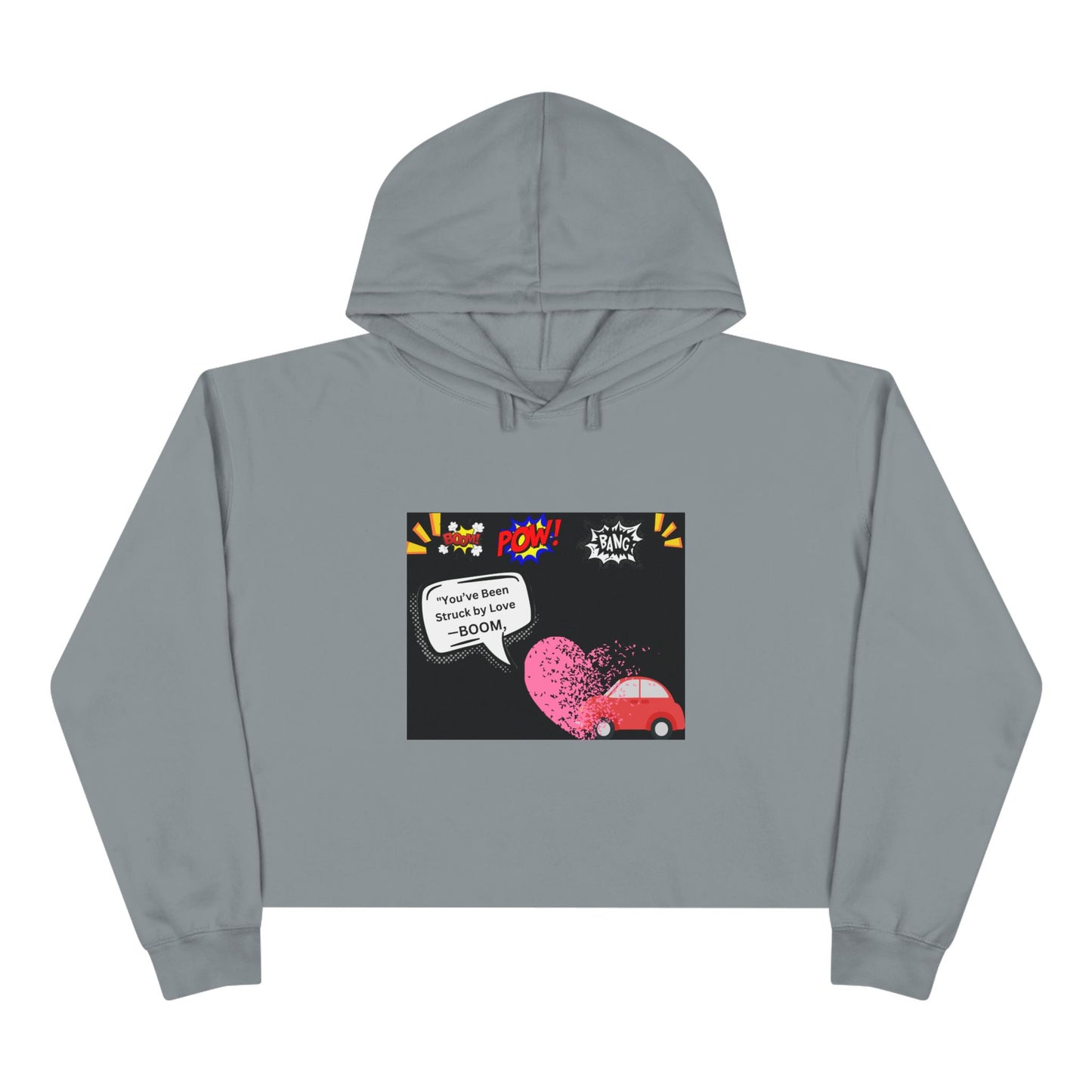 You been Struck by Love-Fun Pop Art Crop Hoodie - Cute Heart Car Design