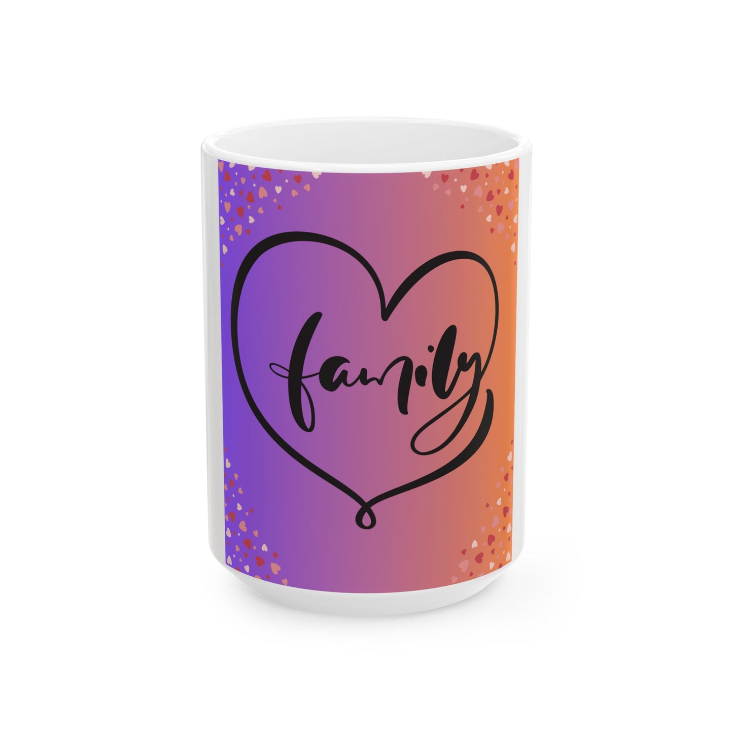 Family Love Heart Ceramic Mug - Vibrant 11oz & 15oz Coffee Cup for Loved Ones