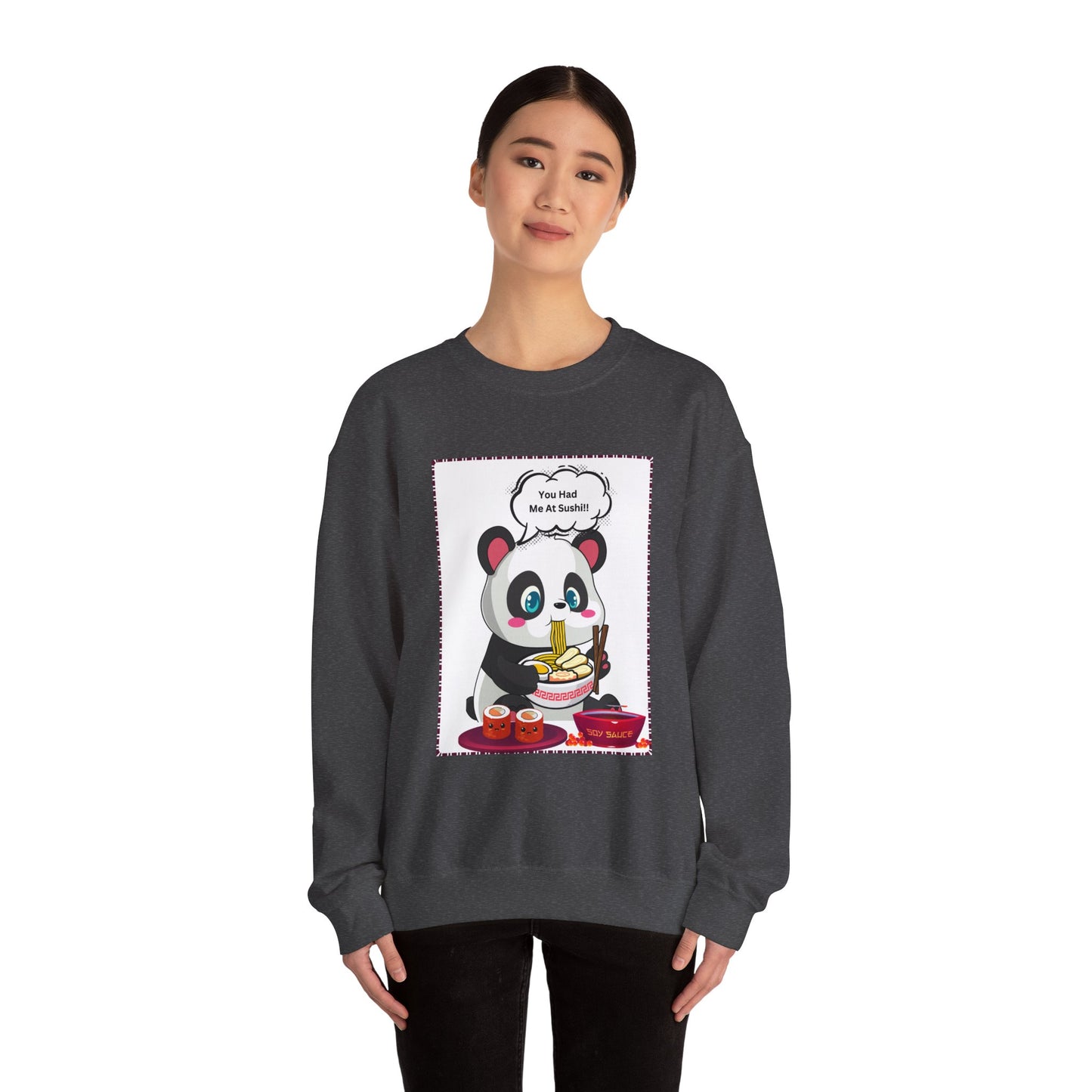 Sushi Lovers-Panda Sushi Lover Crewneck Sweatshirt - Unisex Heavy Blend™