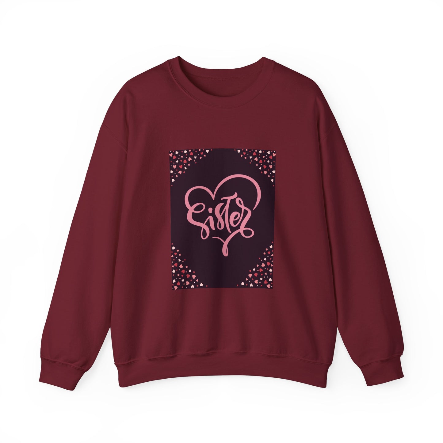 Sister Love Heart Crewneck Sweatshirt - Cozy Gift for Siblings