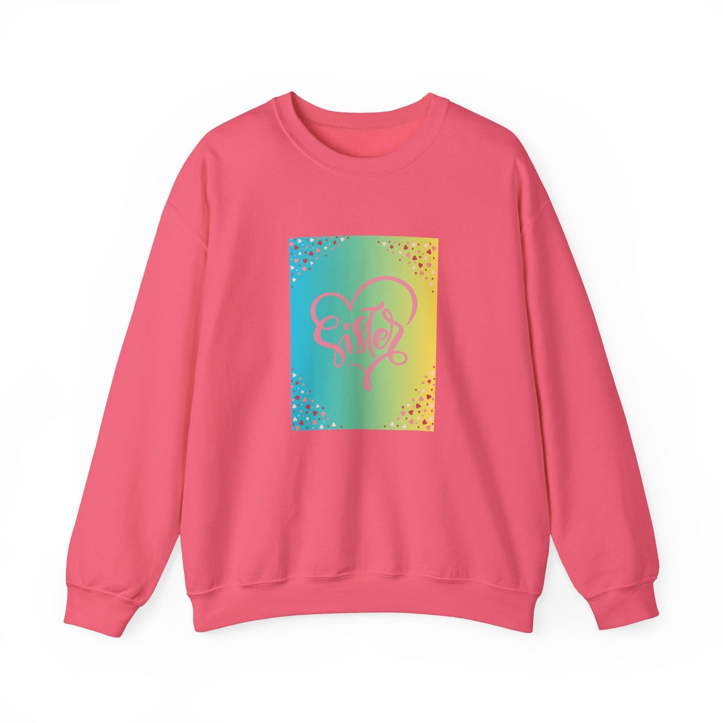 Sister Love Crewneck Sweatshirt - Colorful Heart Design