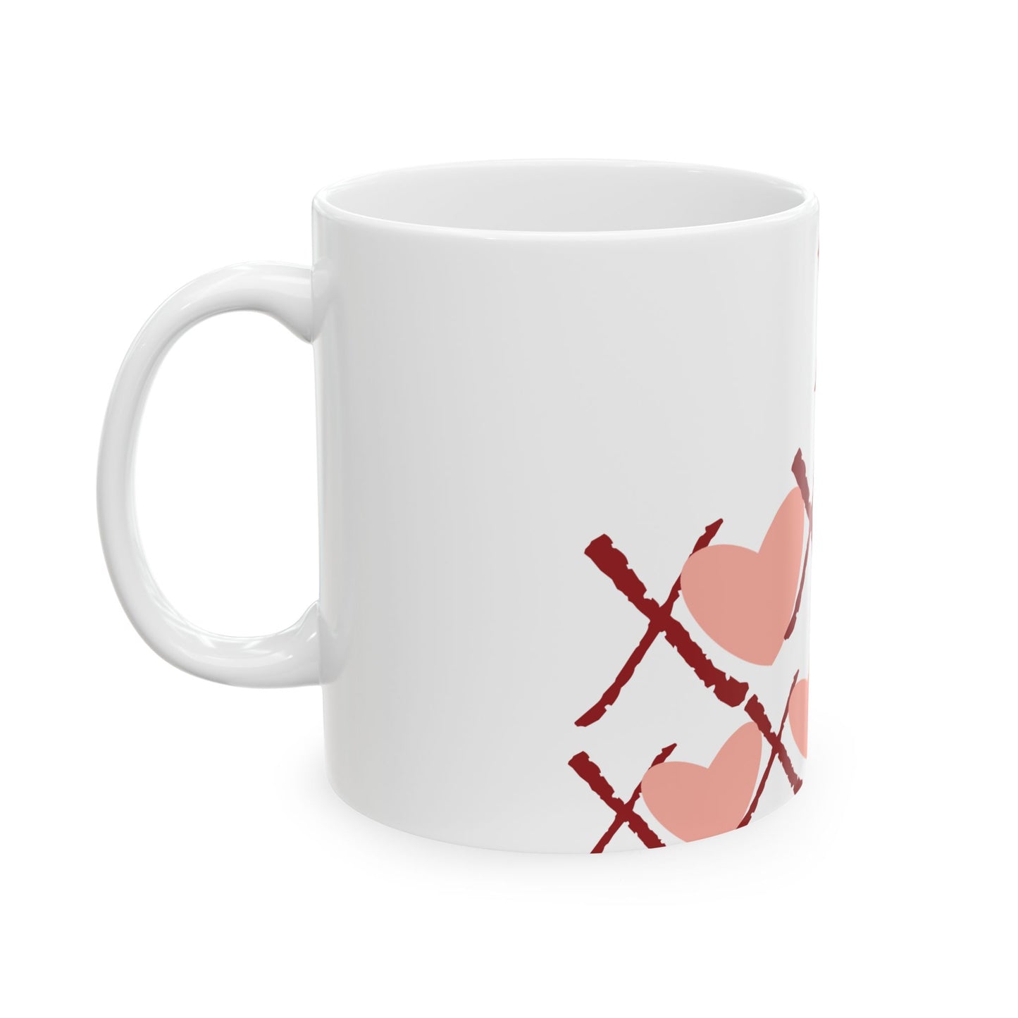 Valentine's Day Ceramic Mug - Heart & XOXO Design - Perfect Gift for Loved Ones