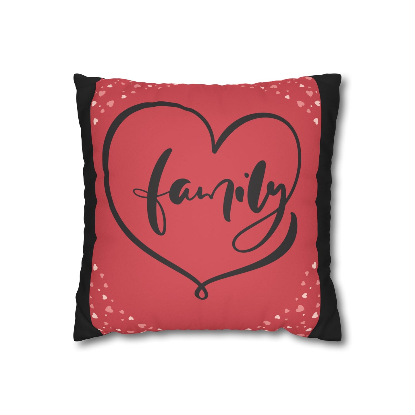 Family Love Cozy Faux Suede Family Pillowcase – Heart Design for Home Decor