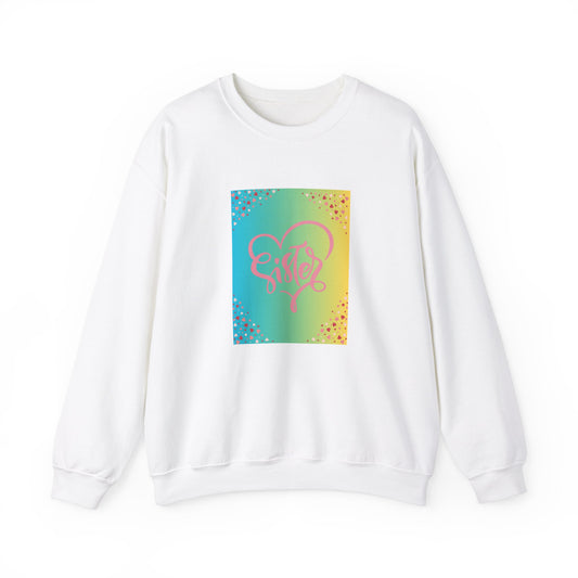 Sister Love Crewneck Sweatshirt - Colorful Heart Design