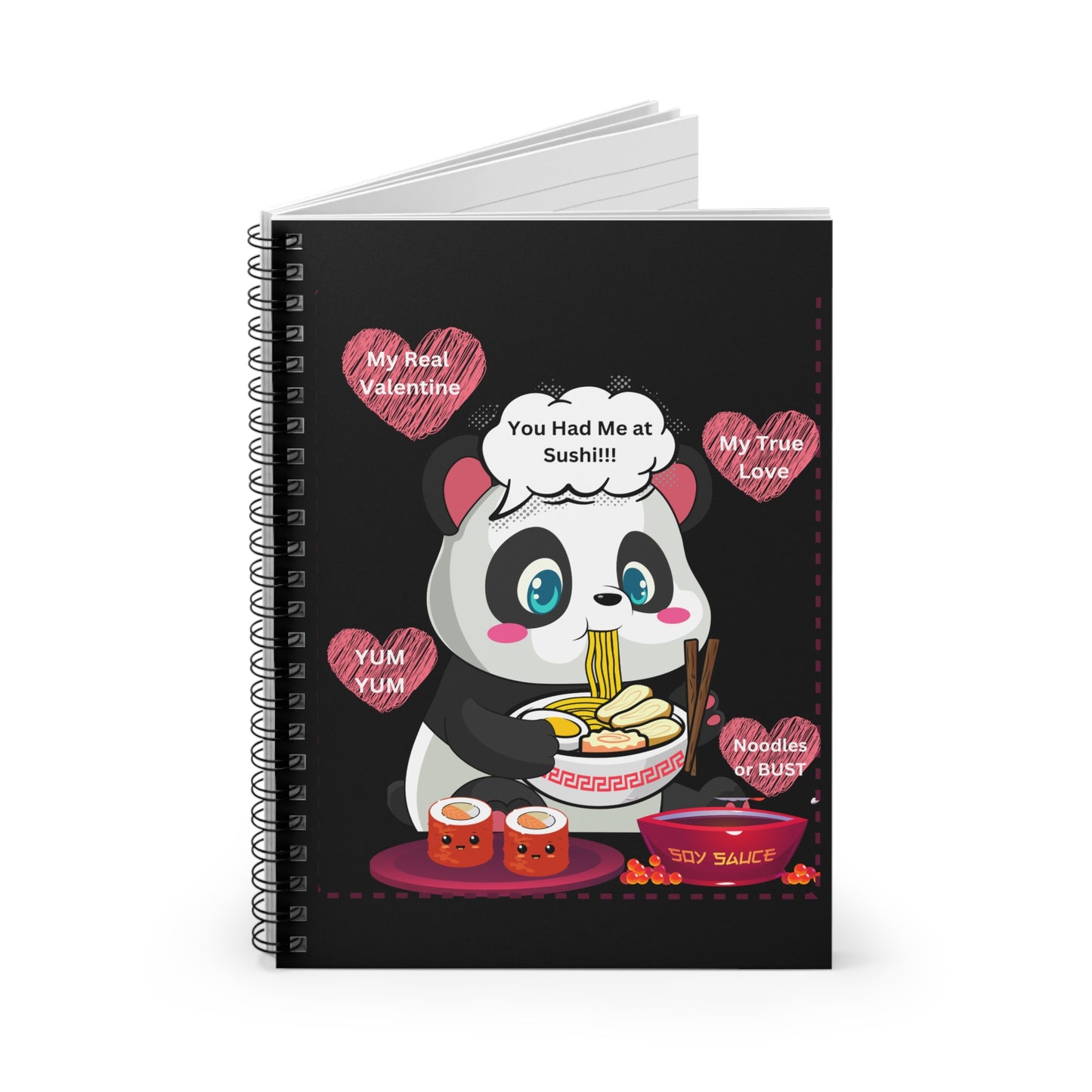 Cute Panda Spiral Notebook - Perfect for Food Lovers and Valentine's Day