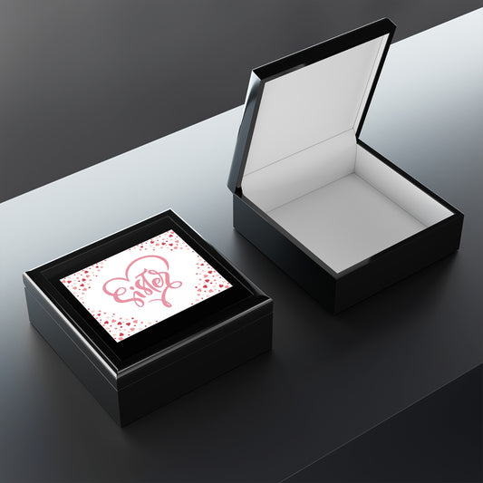 Personalized Sister Jewelry Box with Heart Design