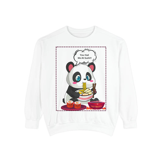 Sushi Lovers- Cute Panda Sushi Sweatshirt - Unisex Garment-Dyed Sweatshirt for Sushi Lovers