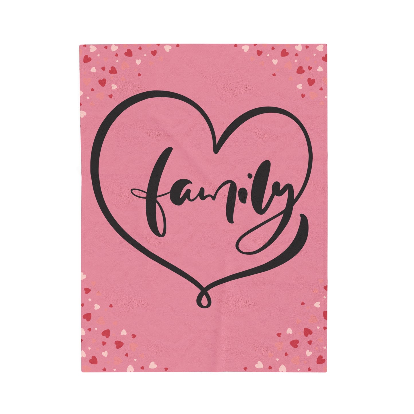 Family Love Cozy  Velveteen Plush Blanket - Heart Design