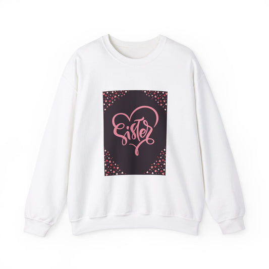 Sister Love Heart Crewneck Sweatshirt - Cozy Gift for Siblings