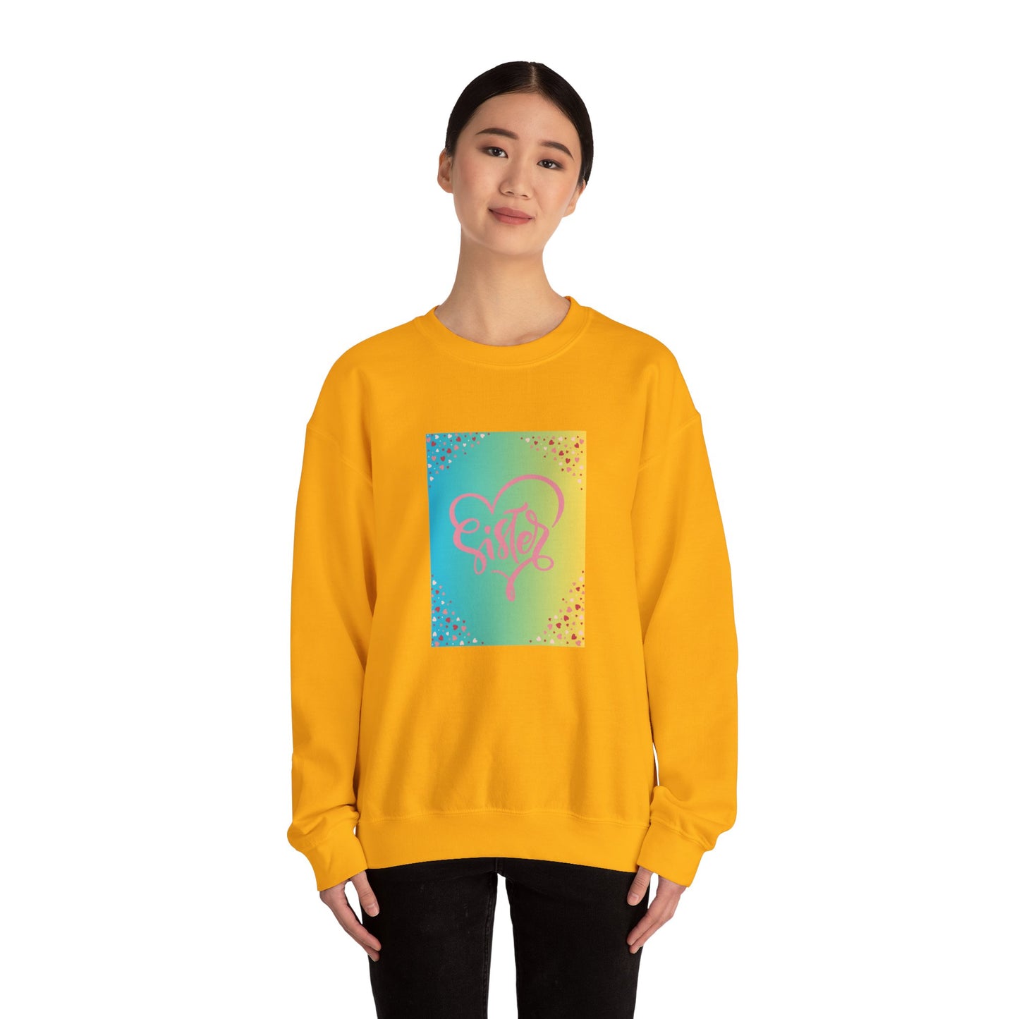 Sister Love Crewneck Sweatshirt - Colorful Heart Design
