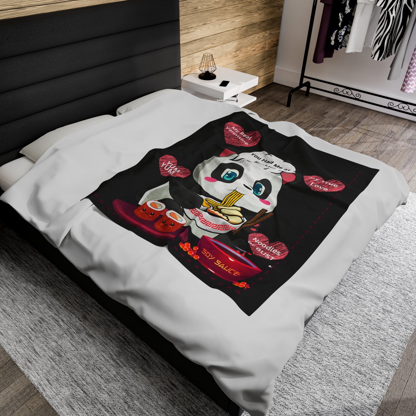 Sushi Lovers-Cute Panda Valentine Plush Blanket - Perfect for Cozy Nights in