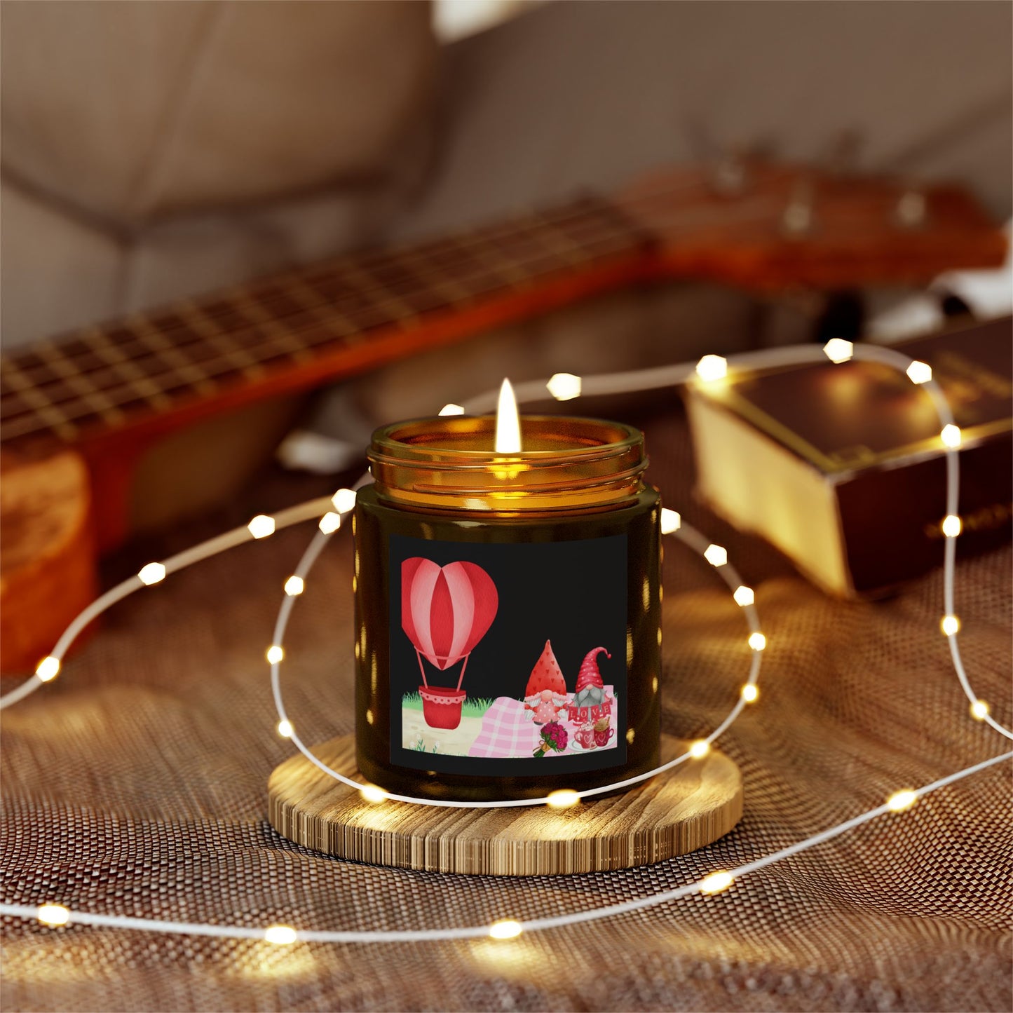 Love is in the Air Valentines Day -Scented Candle - Coconut Apricot Wax with Hot Air Balloon Design - Perfect for Cozy Evenings & Gifts