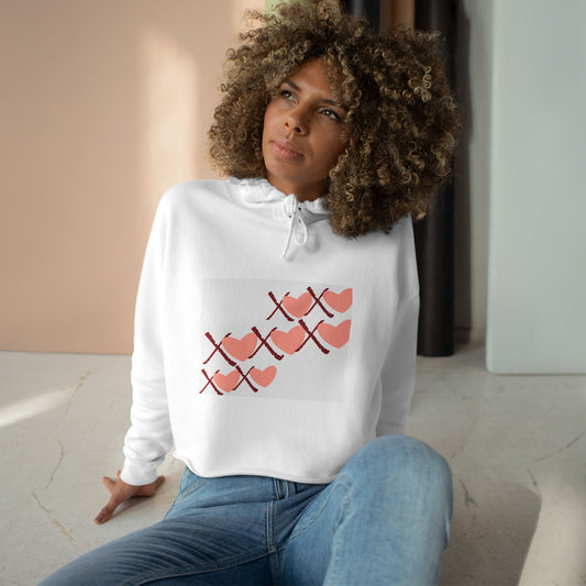 X And Hearts Chic Crop Hoodie with Heart Design - Perfect for Casual Outings & Gifts