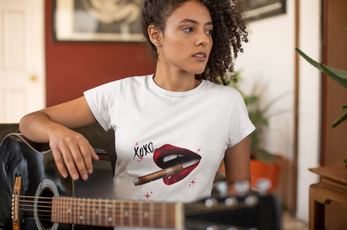 XOXO Red Lip and Cigar Unisex Garment-Dyed T-Shirt