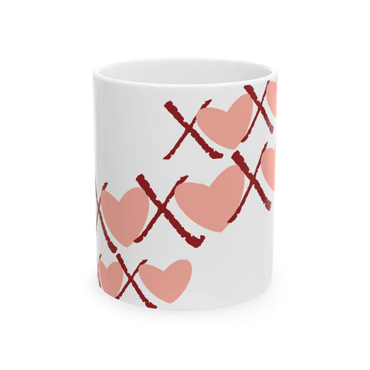 Valentine's Day Ceramic Mug - Heart & XOXO Design - Perfect Gift for Loved Ones