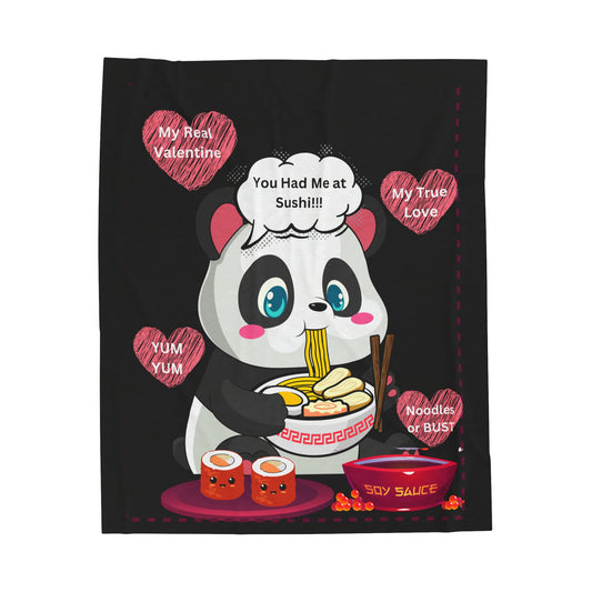 Sushi Lovers-Cute Panda Valentine Plush Blanket - Perfect for Cozy Nights in