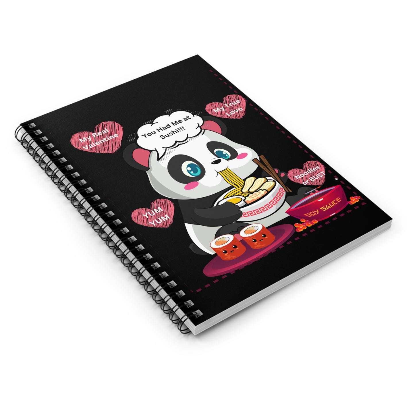 Cute Panda Spiral Notebook - Perfect for Food Lovers and Valentine's Day