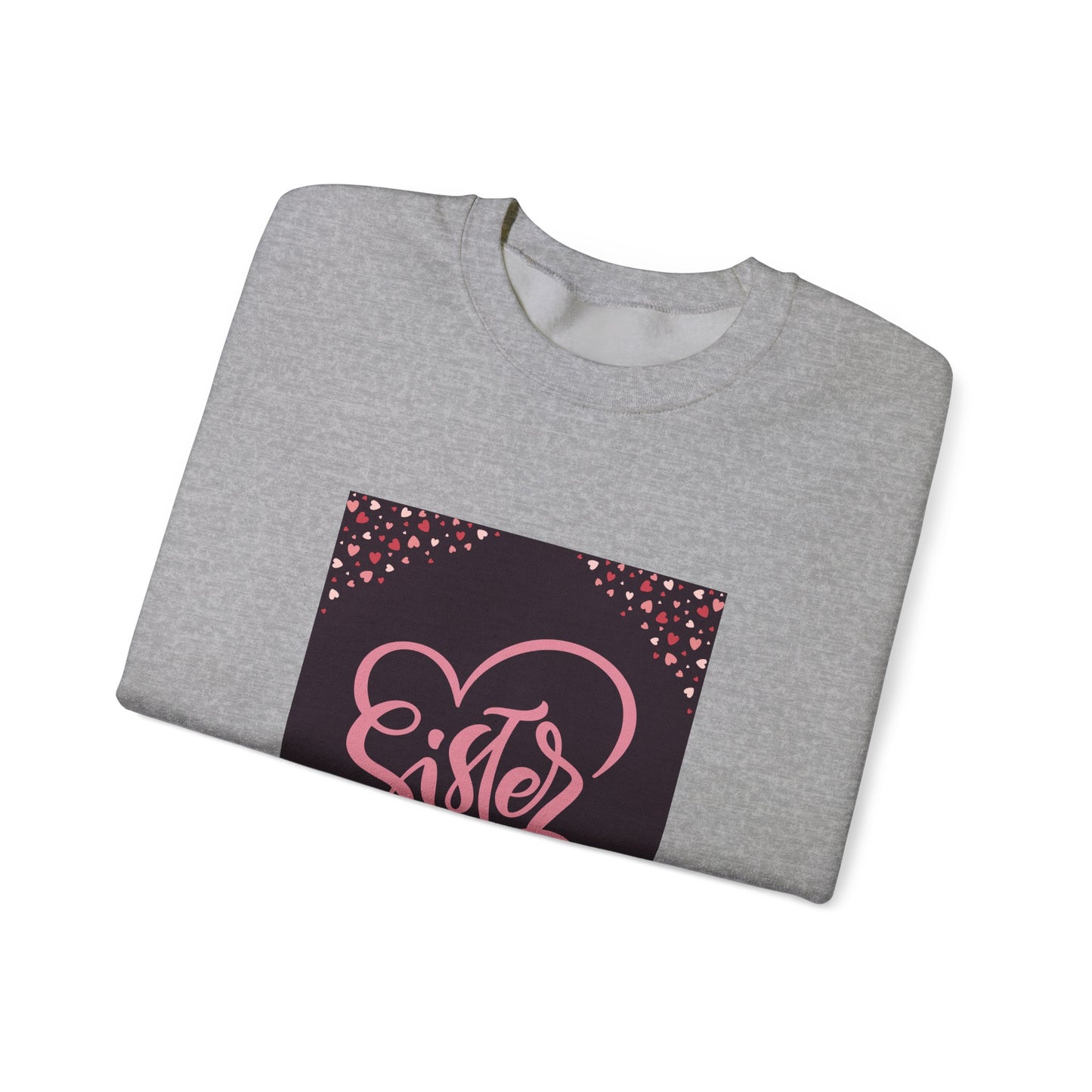 Sister Love Heart Crewneck Sweatshirt - Cozy Gift for Siblings