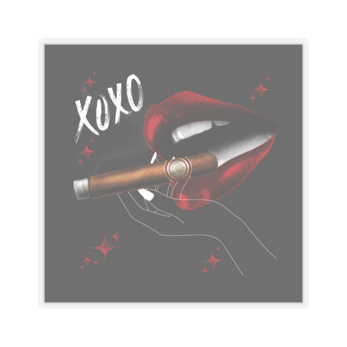 XOXO Kiss-Cut Stickers - Bold Lip & Cigar Design for Trendy Homes & Gifts
