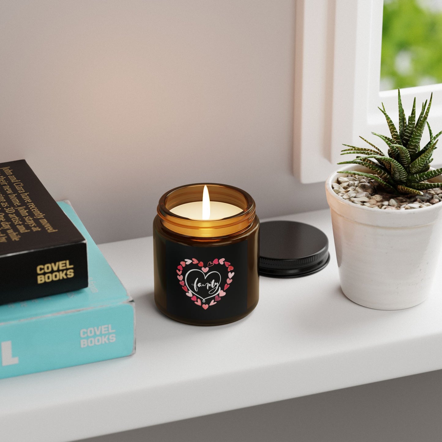 Family Love Scented Soy Candle (Multi-Size, Amber Jar)