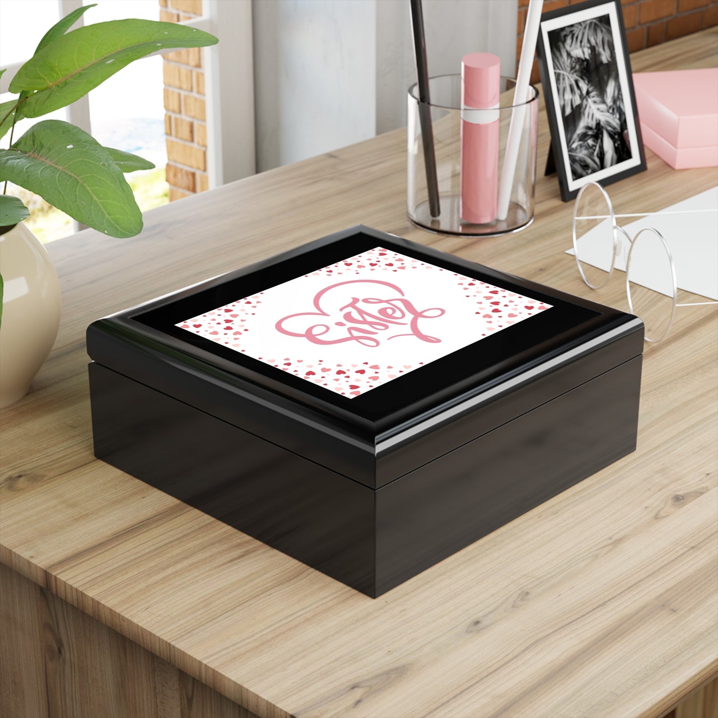 Personalized Sister Jewelry Box with Heart Design