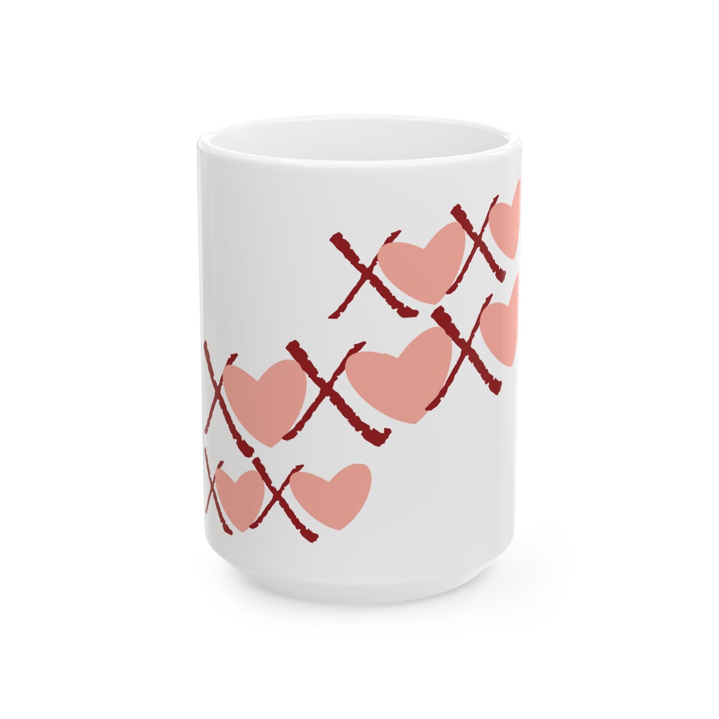 Valentine's Day Ceramic Mug - Heart & XOXO Design - Perfect Gift for Loved Ones