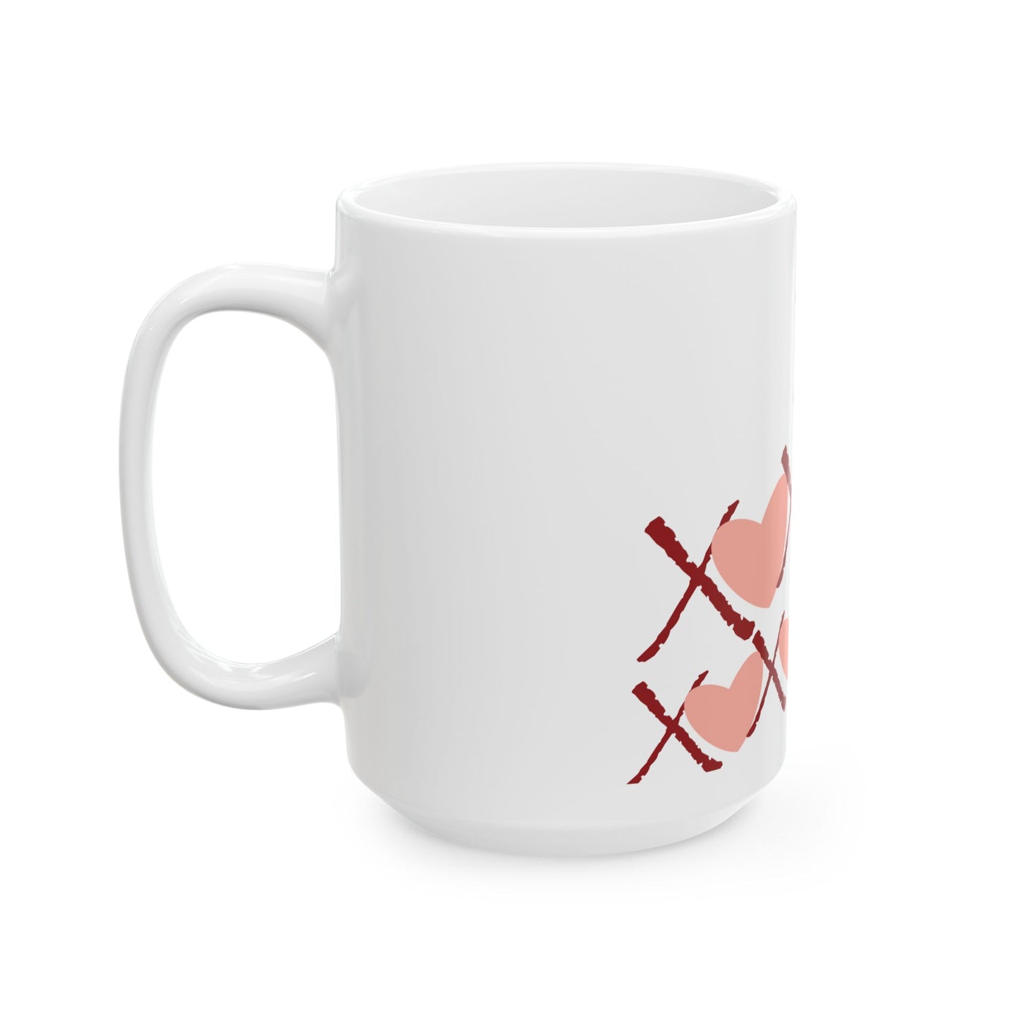 Valentine's Day Ceramic Mug - Heart & XOXO Design - Perfect Gift for Loved Ones