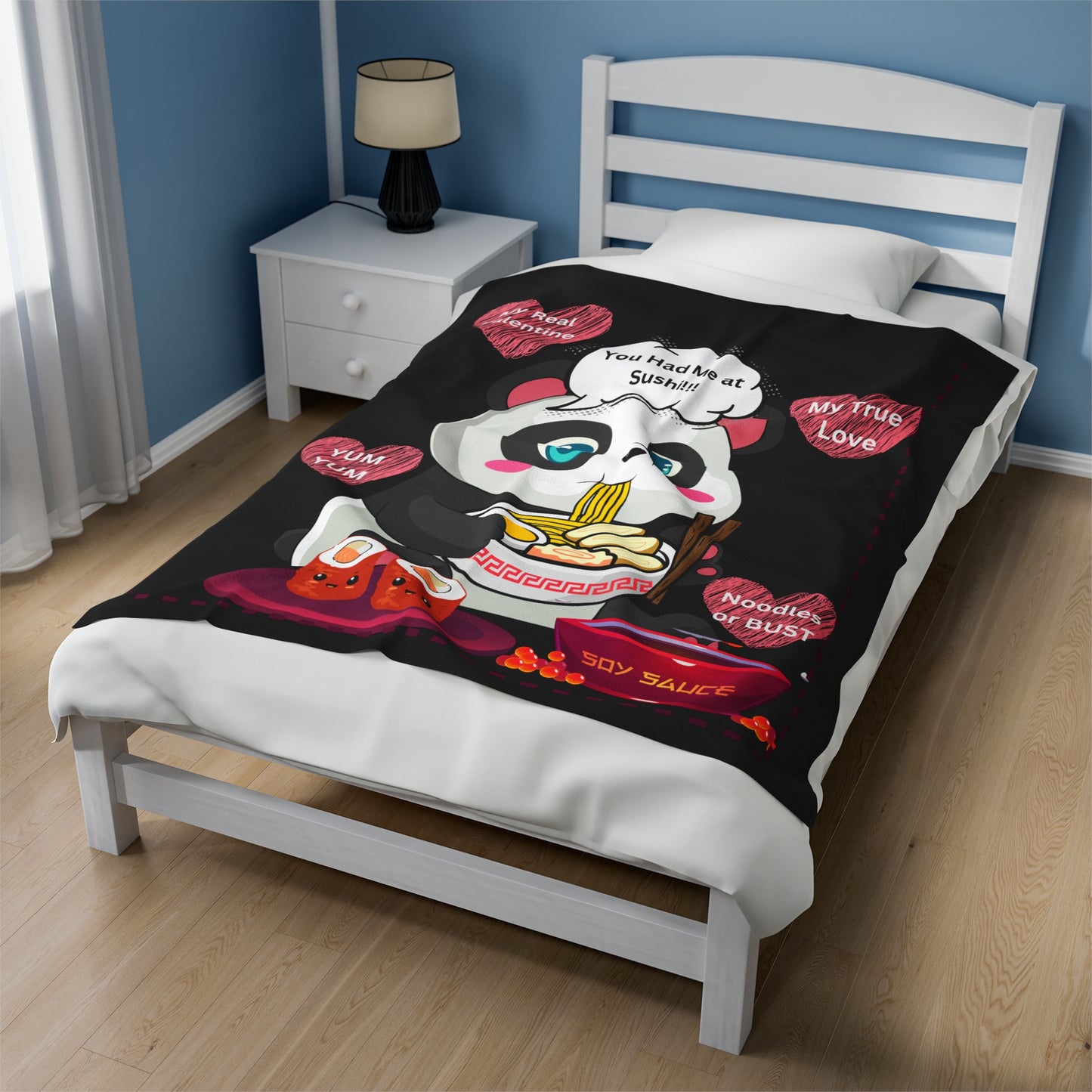Sushi Lovers-Cute Panda Valentine Plush Blanket - Perfect for Cozy Nights in