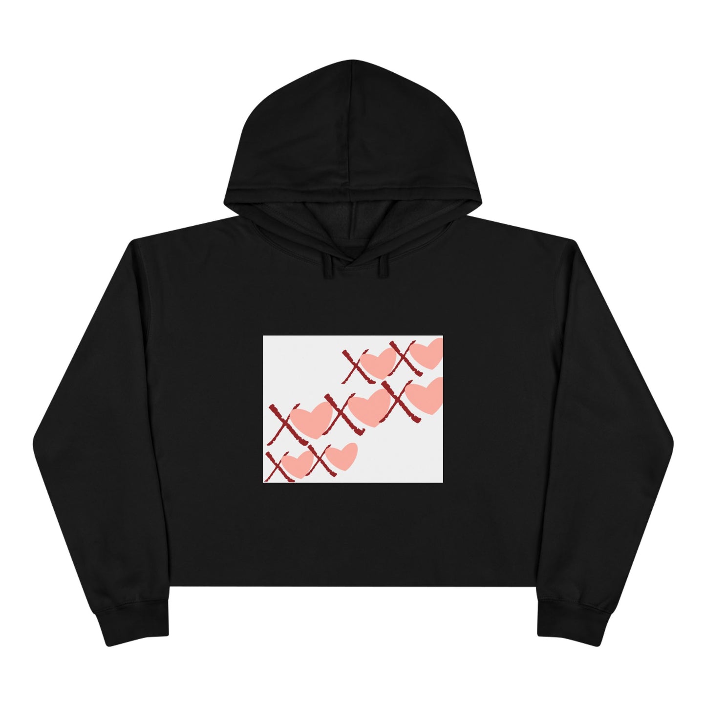 X And Hearts Chic Crop Hoodie with Heart Design - Perfect for Casual Outings & Gifts